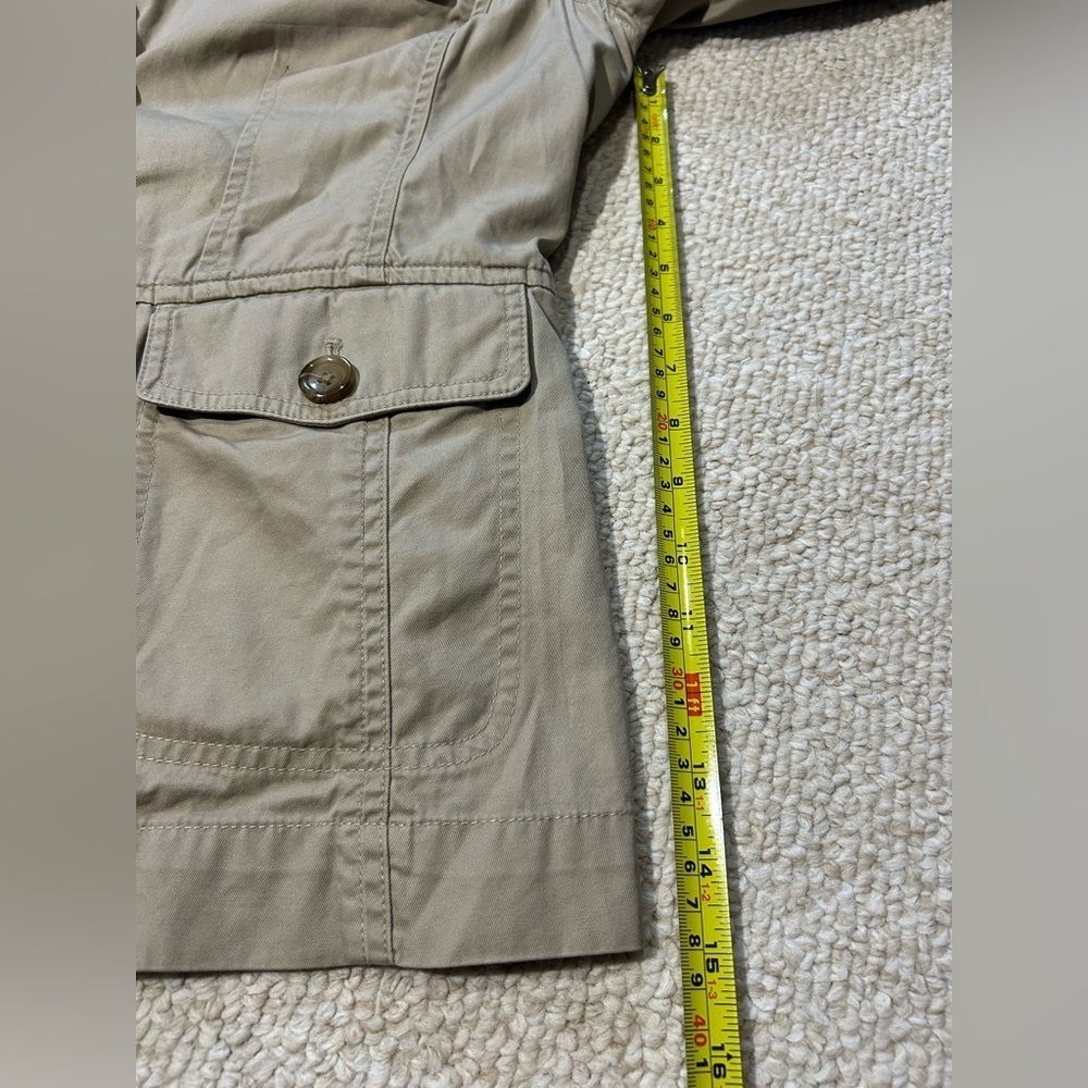 Lands End Utility Jacket Blazer Khaki Tan Size Medium 10-12 100% Cotton Classic - Picture 10 of 12